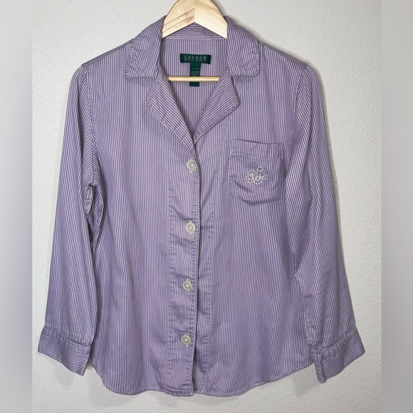 Lauren Ralph Lauren Purple Striped Pajama Set - Picture 6 of 11